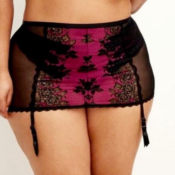 Torrid Lace Boudoir Garter Skirt Size 4 4X Navarra Black Boudoir Sheer Lingerie - Picture 14 of 14